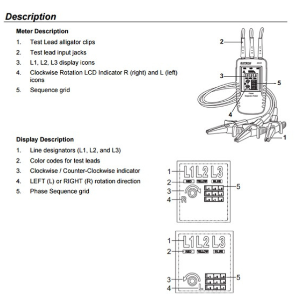 EXTECH EX-480400 เครื่องตรวจวัดลำดับเฟส Phase Sequence Tester